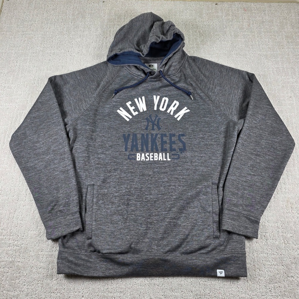 Fanatics Mens Large New York Yankees Baseball Hoodie Gray Heather Fleece Lined